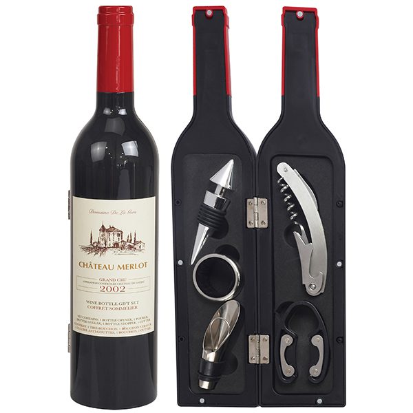 מארז פותחני יין בעיצוב בקבוק יין