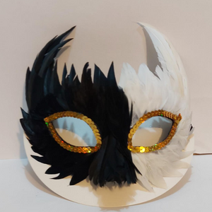 מסיכת נוצות שחור לבן