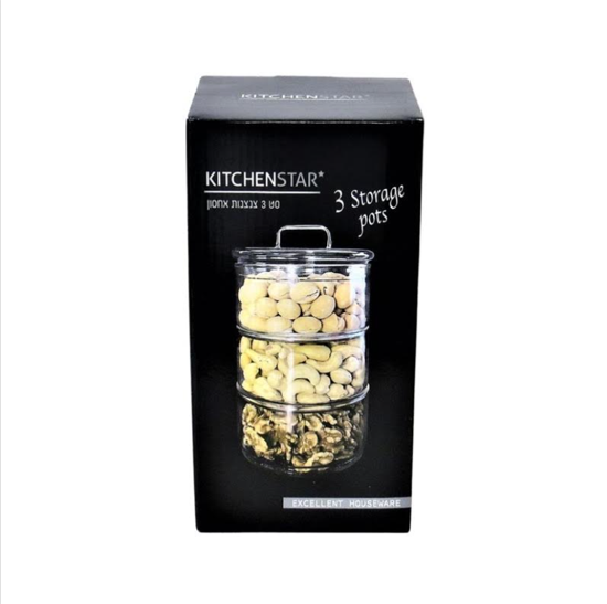 צנצנת זכוכית 3 קומות