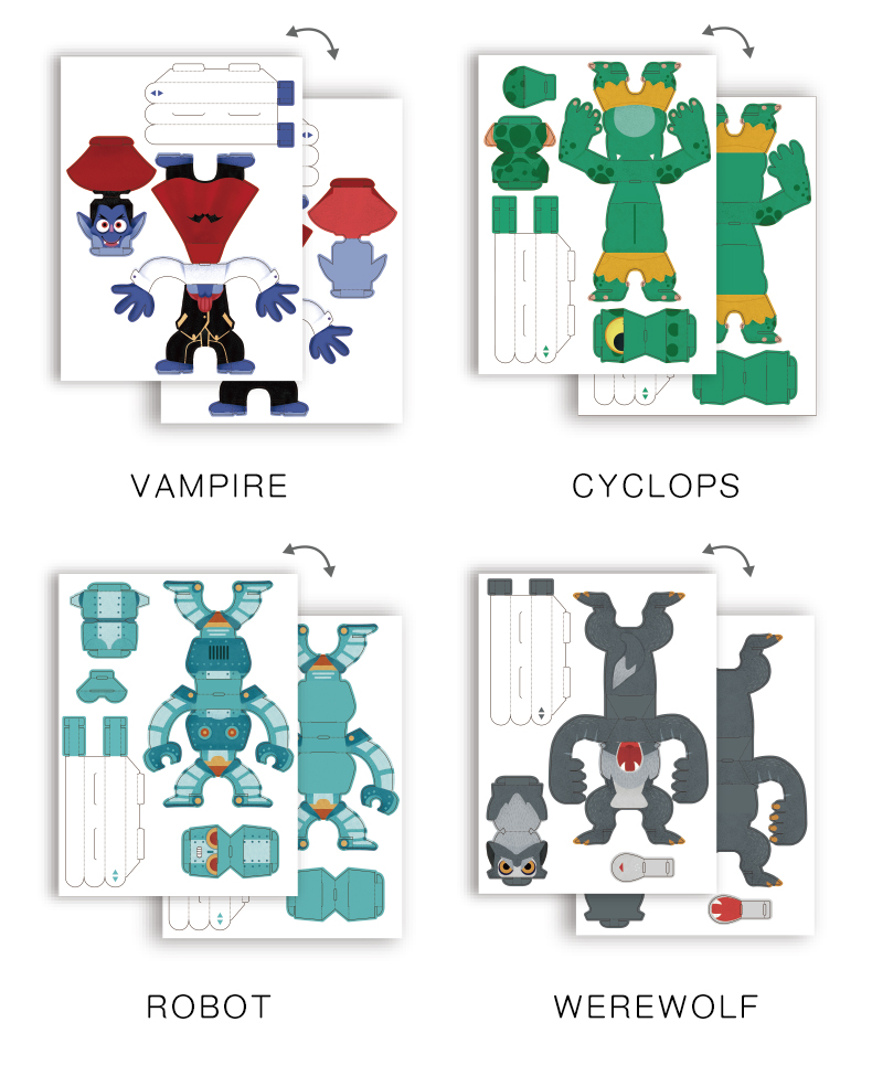 קיפולי נייר - דמויות זזות Mideer