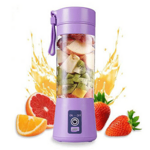 בלנדר נטען נייד בצבע סגול בהיר עם גוף שקוף