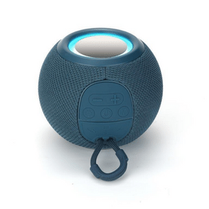 רמקול בלוטוס נייד בצבע כחול בצורת כדור קל לנשיאה