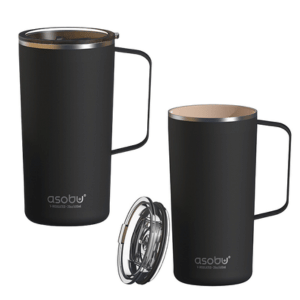 כוס תרמית שחורה עיצוב מודרני ידית דקה