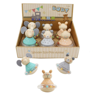 רעשן חיות מעץ טבעי לתינוקות