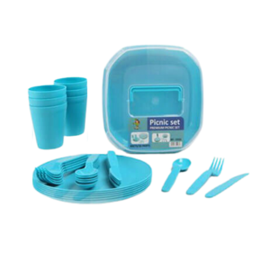 סט פיקניק ל6 סועדים, סכו"ם כוסות וצלחות במארז נוח לנסיעה