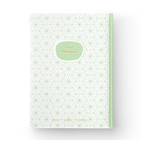 מחברת מעוצבת למחשבות ורעיונות בצבעי פסטל, ירוק בהיר