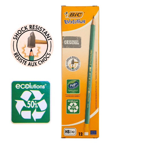 חבילת עפרונות BIC, עשויים מ50% חומרים ממוחזרים, עמידים בפני לחץ. 12 בחבילה