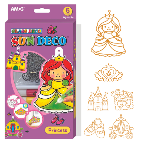 קיט צבעי חלון/ זכוכית נסיכות, ערכת יצירה לילדות ליצירת תליונים של נסיכות