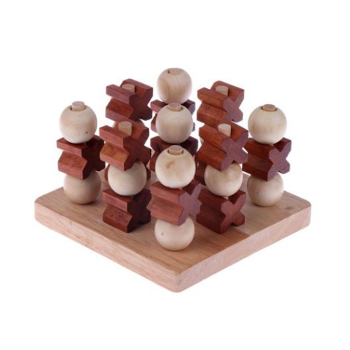 משחק חשיבה איקס עיגול תלת מימד מעץ.