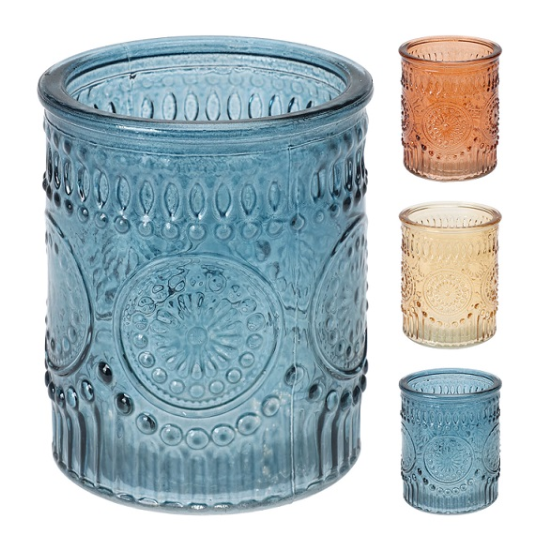 פמוט מזכוכית לנר בודד