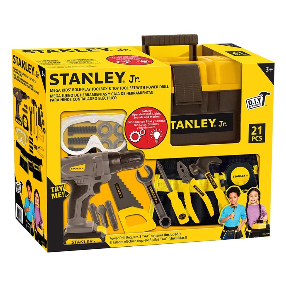 ארגז כלים לילדים סטנלי 21 חלקים עם מקדחה "עובדת"