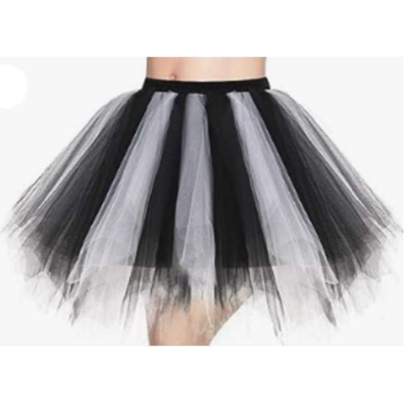 חצאית טול שחור לבן