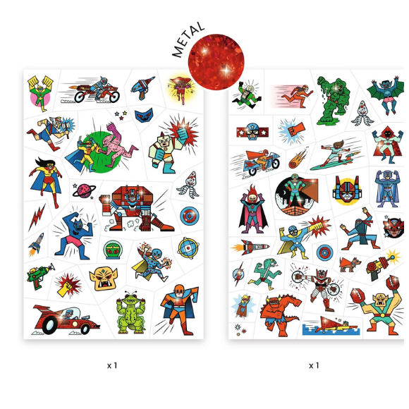 קעקועים זמניים לילדים מבית DJECO - גיבורי על במראה מגניב