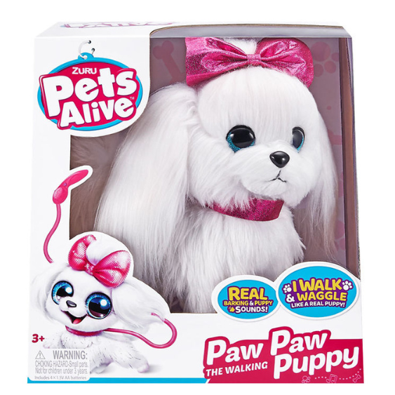 כלבת צעצוע הולכת ונובחת – ZURU Pets Alive Paw Paw Puppy